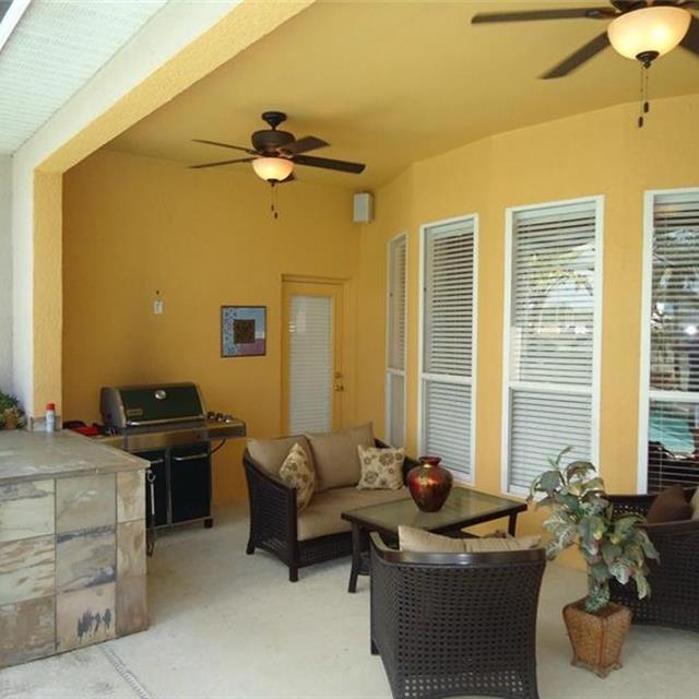 brightly colored patio