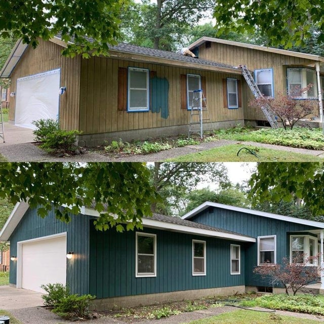 brown and blue exterior home