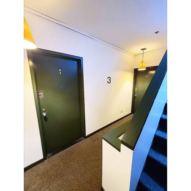 freshly painted commercial hallway