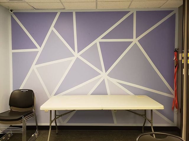 geometric purple walls