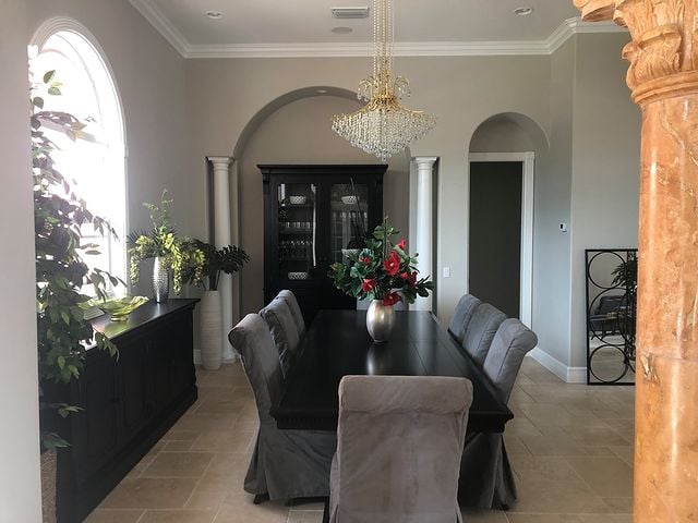 grey interior dining room