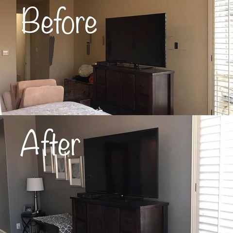 grey wall repaint with a television