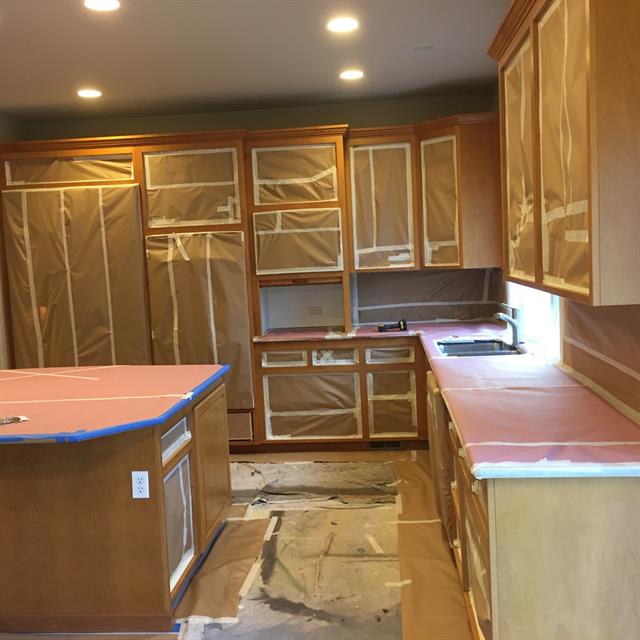 kitchen prepped for paint