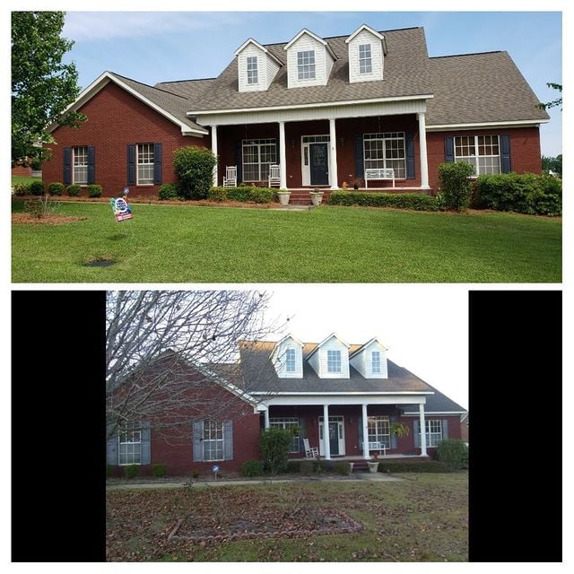 red brick exterior home