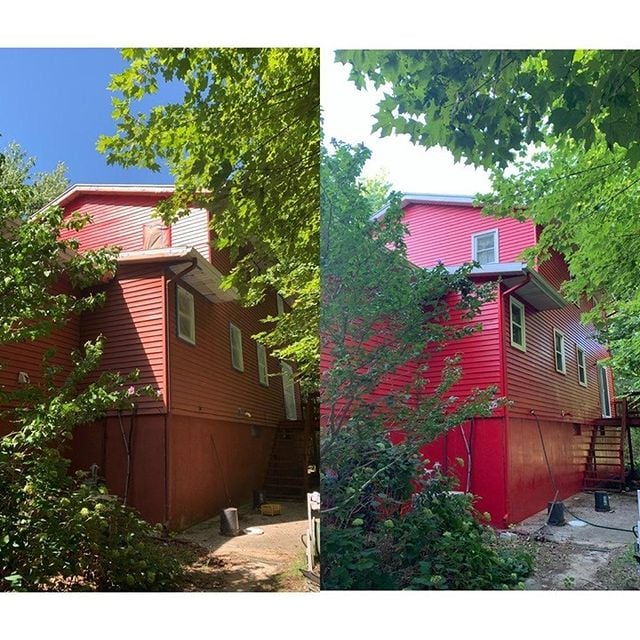 red house with fresh coat of paint