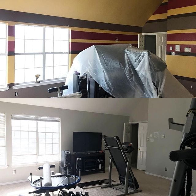 remodel workout room from multi-colored room to gr