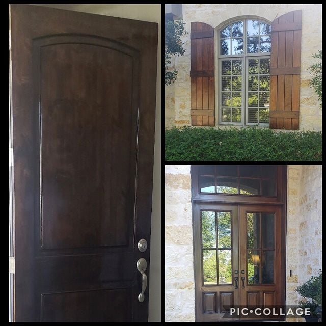 solid wood door, wood shutters, wood door with windows