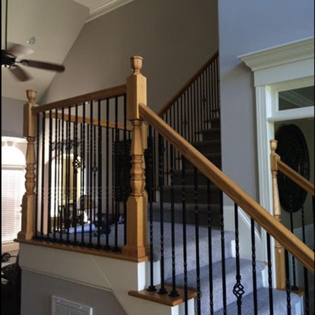 stairway with metal spindles