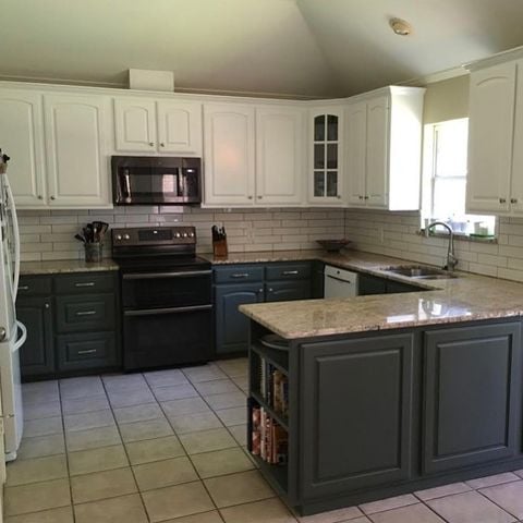 white and black cabinets