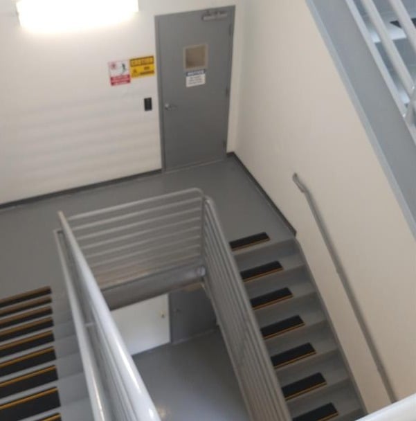 white and gray stairwell