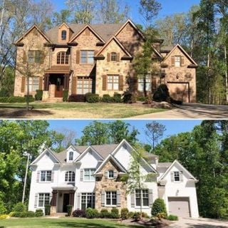 white brick house