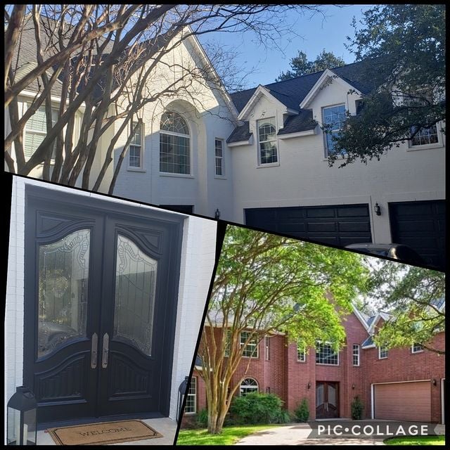 white exterior home with black doors