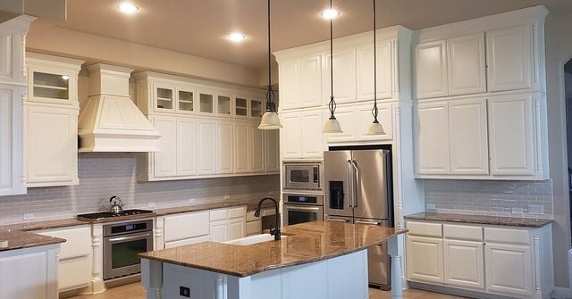 white kitchen granite counters