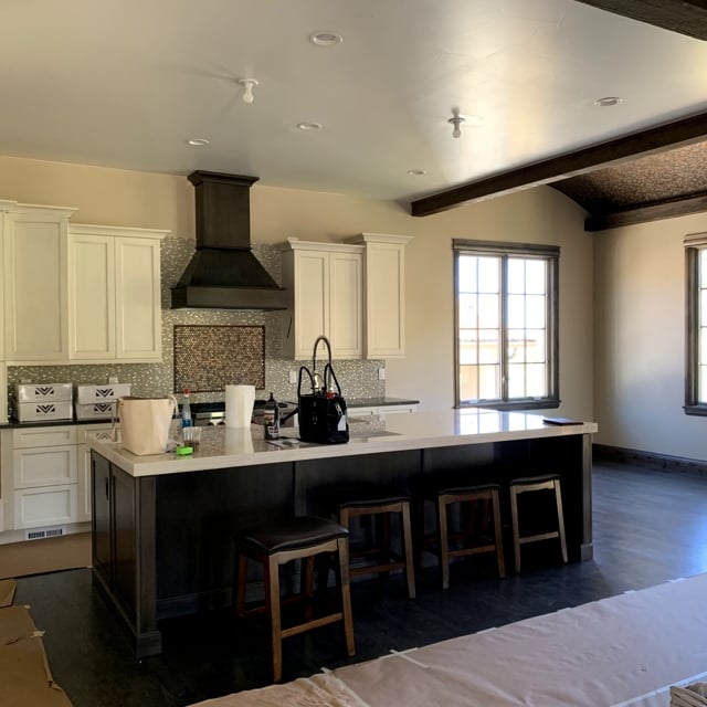 white kitchen with island