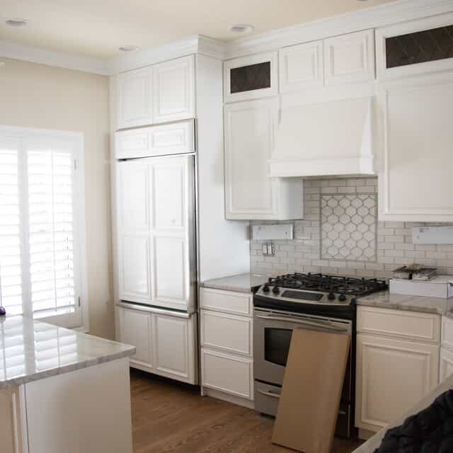 white kitchen with island