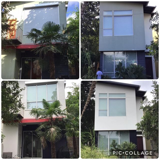 white modern house before and after 4 photos