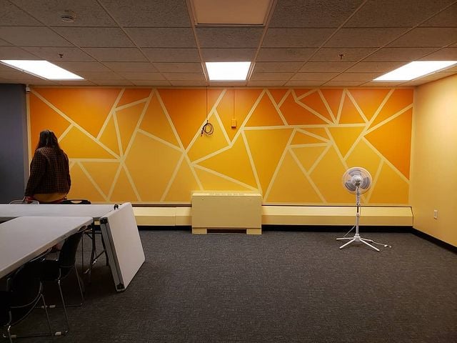 yellow and orange geometric wall