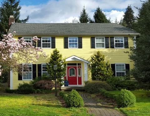 yellow house red door