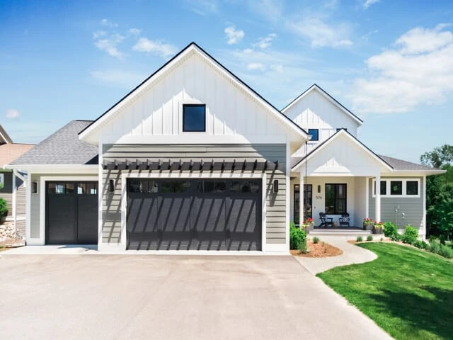 House exterior painted white and grey.