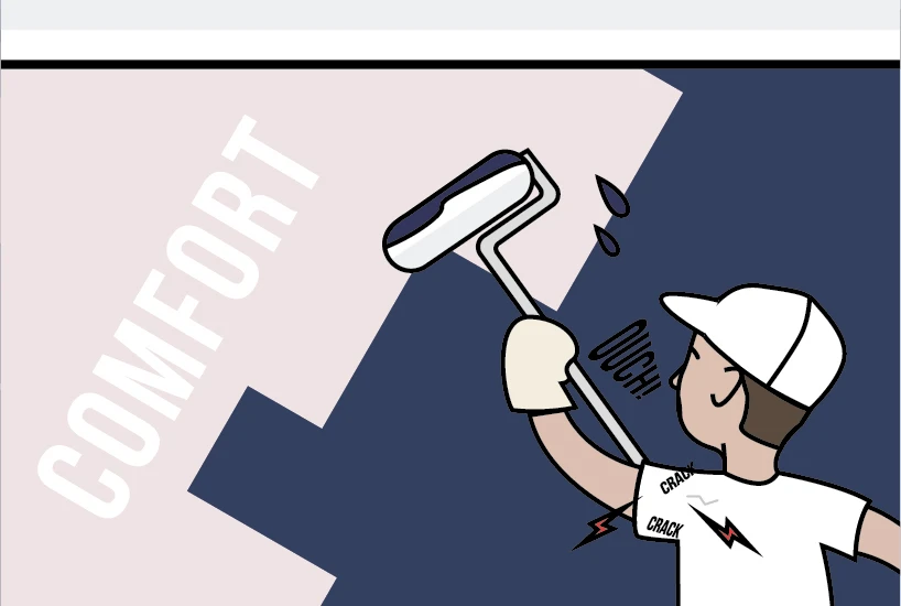 should pain while painting Comfort: Animation of a person getting shoulder pain while painting.