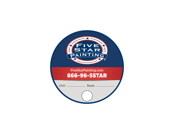 Five Star Painting paint can label - downloadable PDF Five Star Painting paint can label.
