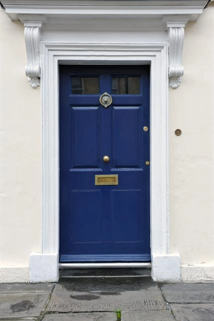 Blue door with white frame Blue door with white frame