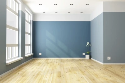 Home gym space with gray-blue painted wall Home gym space with gray-blue painted wall