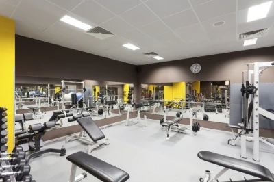 Gym with mirrored walls Gym with mirrored walls